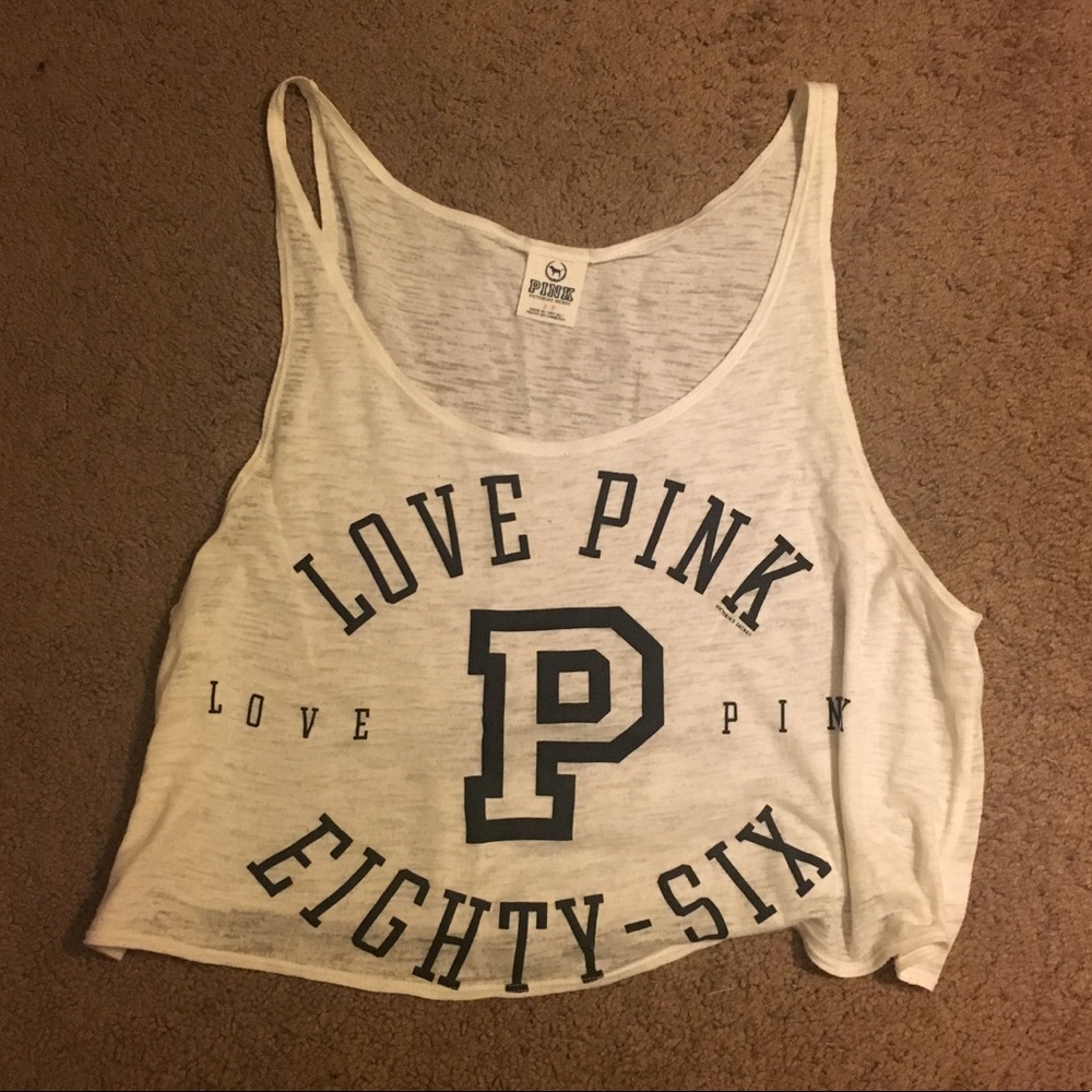 White LOVE PINK Crop Top